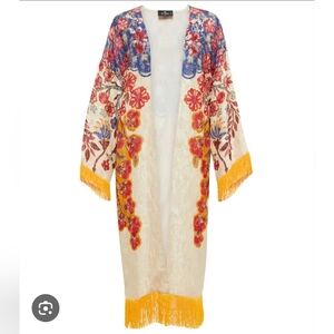 Etro Floral Kimono with Fringe